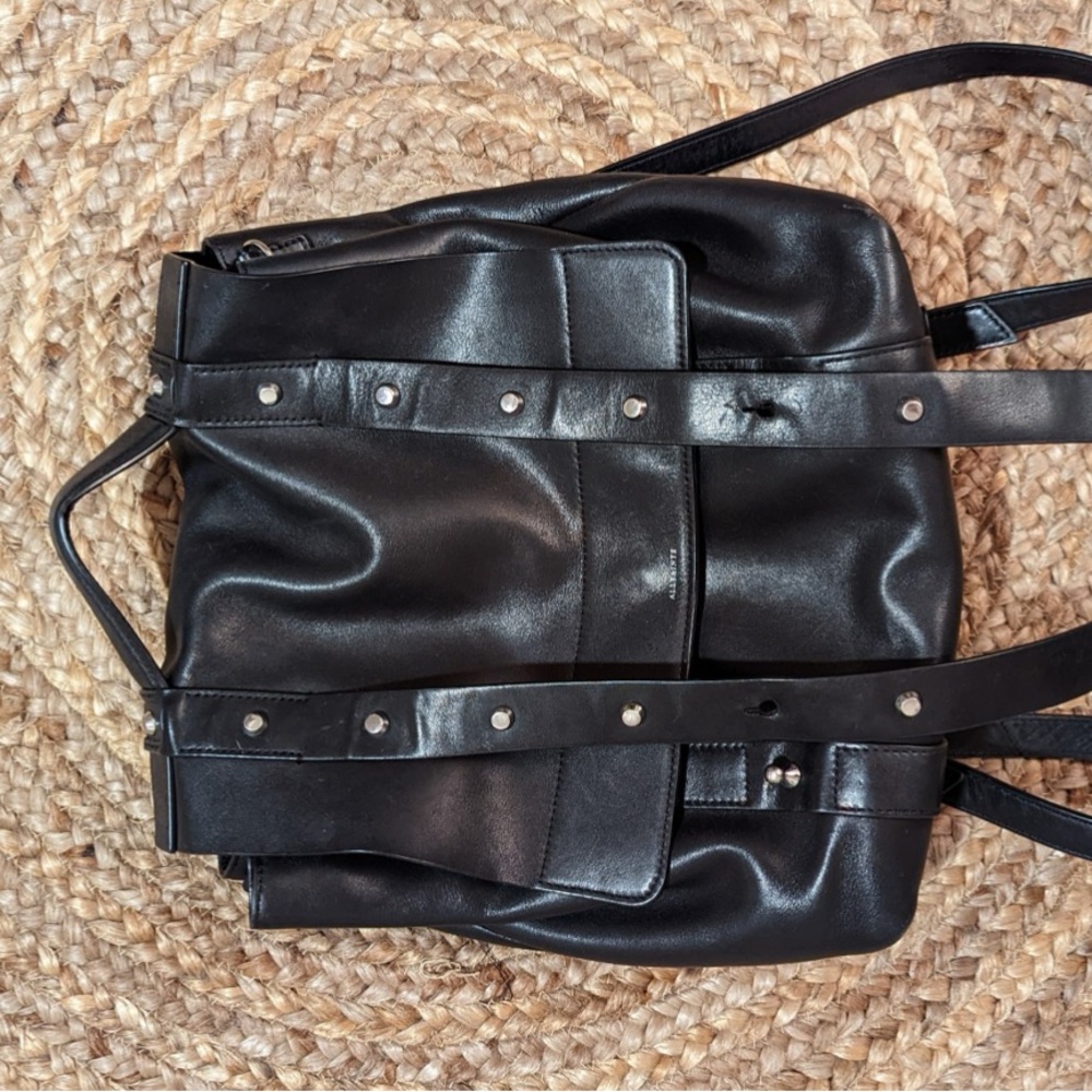All Saints Black Leather Backpack